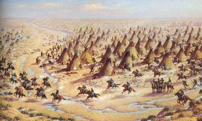 Painting of the Sand Creek Massacre. Later dispelled as inaccurate.